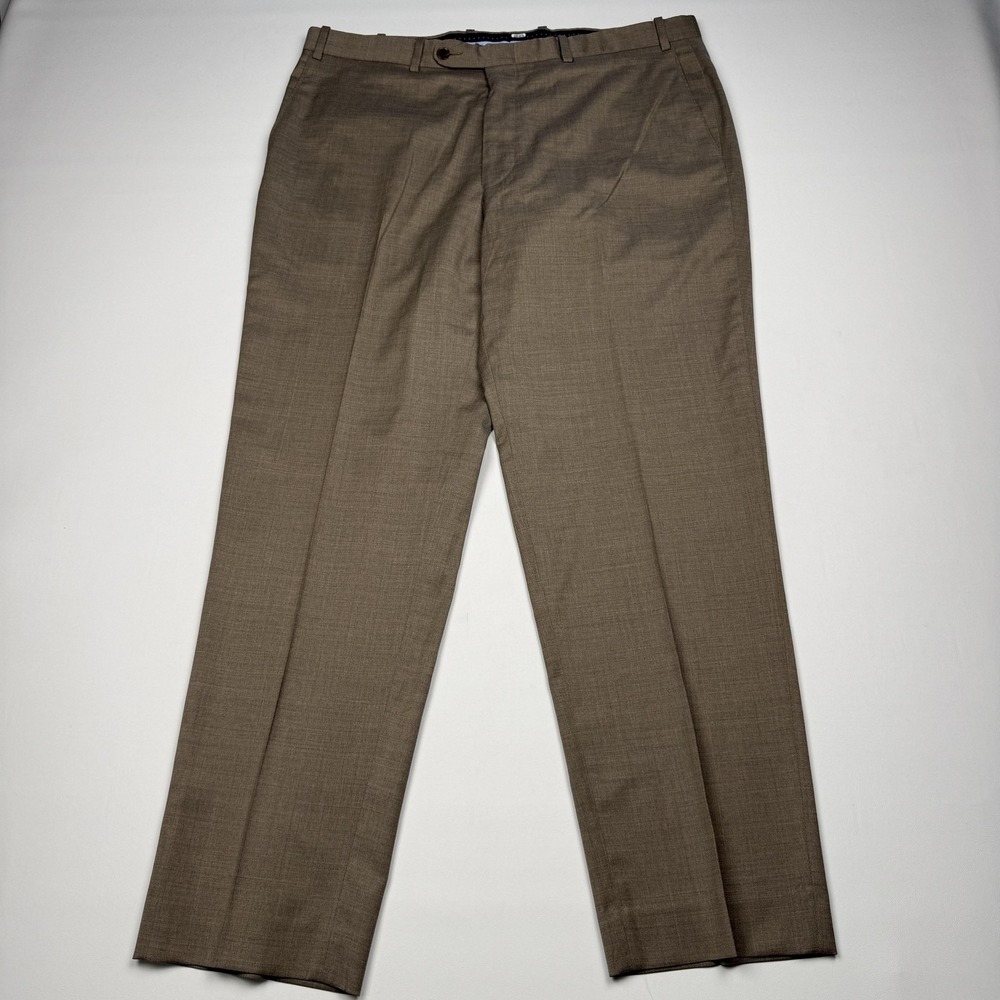 Peter Millar Dress Pants Mens 38x30 Brown Wool Stretch Flat Front Business